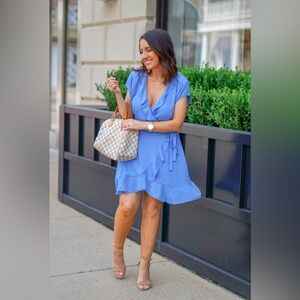 Sunday Best Aritzia Blue Ruffle Wrap Dress Size 2